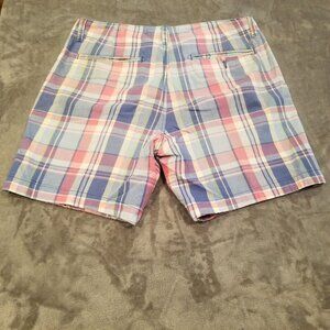 American Eagle Outfitters Mens Multicolor Plaid Casual Shorts Size 32 Flat-Front